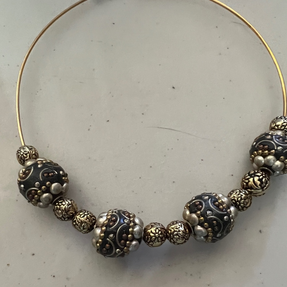 Choker Black, Pearls, Gold choker